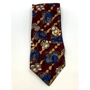 UNBRANDED Men's Burgundy-Multi Printed Tie